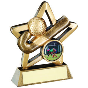 BRZ/GOLD HOCKEY MINI STAR WITH PLATE (1in CENTRE) - 4.25in