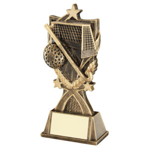 BRZ/GOLD HOCKEY '3 STAR WREATH' SERIES WITH PLATE - 7.25in