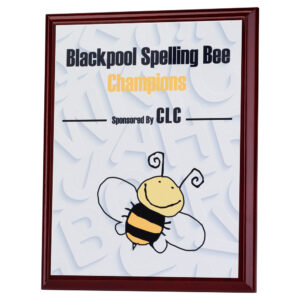 ROSEWOOD PLAQUE WITH WHITE SUBLIMATION FRONT (PORTRAIT) - 8in
