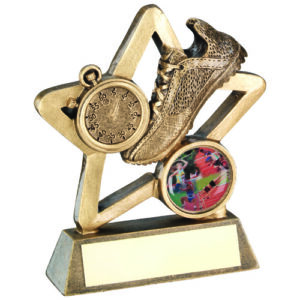 BRZ/GOLD ATHLETICS MINI STAR WITH PLATE (1in CENTRE) - 4.25in