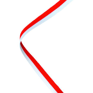 NARROW MEDAL RIBBON RED/WHITE - 30 x 0.4in