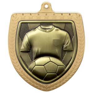 Cobra Football Shirt & Ball Shield Medal Gold 75mm
