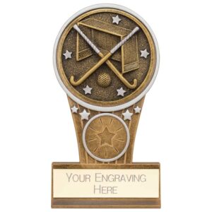 Ikon Tower Hockey Award Antique Silver & Gold 125mm