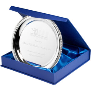 SILVER PLATED IRON SALVER...ROUND WITH ROPE EDGE 0.4mm THICK - 8in