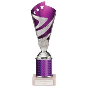 Hurricane Multisport Plastic Tube Cup Silver & Purple 220mm